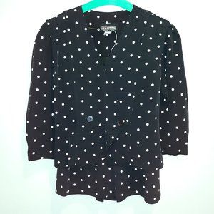 Black and White Polkadot Fitted Vintage Mini Skirt Set